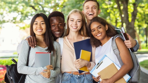 Group of happy students