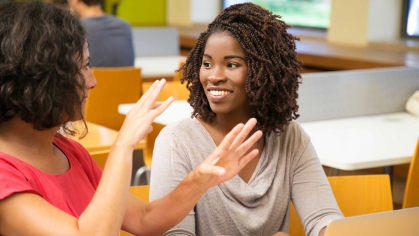 Two women students