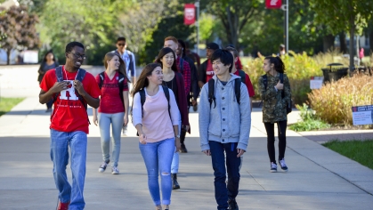 Students walking on campus