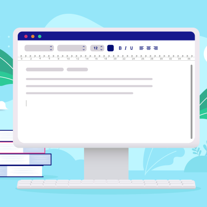 Vector image of a computer with a word processor