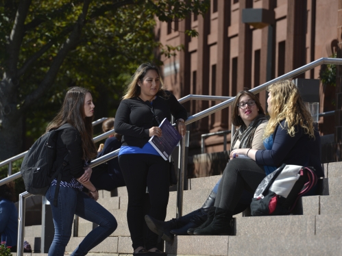 Students on steps