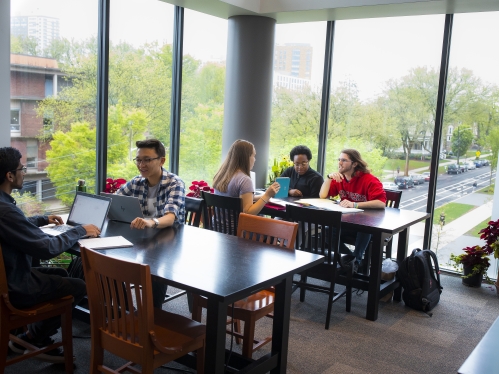 Students in library