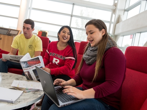 students in lounge area