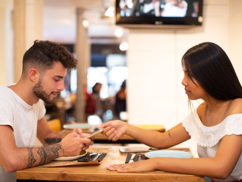 Couple dining out