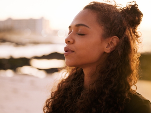 Woman breathing