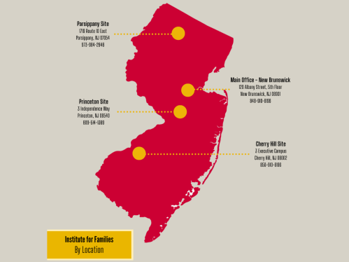 map of New Jersey showing locations of four IFF offices