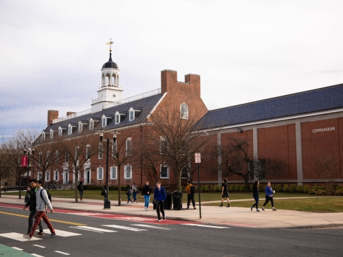 Rutgers Building with Cross Walk